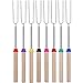 Zacro Marshmallow Roasting Sticks-Set of 8 Pcs Safe for Kids 11-31 Inches Telescoping Hot Dog Smores Forks, Extra 10pcs Wooden Stickers-, Camping, Campfire, Bonfire & Outdoor Cookware Kit