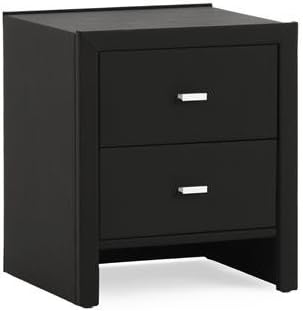 DICO Delta Fabric Black 2 Drawers Bedside Table w 47 x H 54 x 41 cm