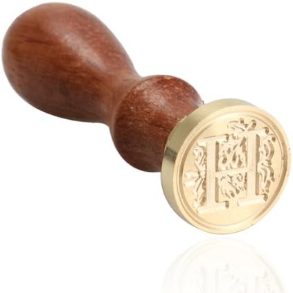 XHTECH Sealing Wax Classic Initial Wax Seal Stamp Alphabet Letter H Retro Wood