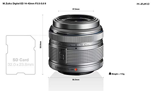 Olympus M.Zuiko Digital 14-42mm F3.5-5.6 II R Objektiv, Standardzoom, geeignet für alle MFT-Kameras (Olympus OM-D & PEN Modelle, Panasonic G-Serie), silber – Bild 3
