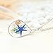 Chicer Pendant Real Starfish Seashell Underwater Plant Life Necklace, Cute Drop Water Necklace for Women and Girls. (Blue)