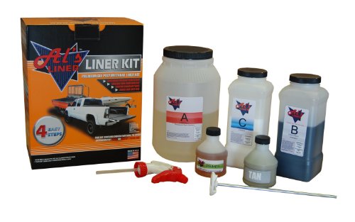 Al s Liner ALS-TAN Tan Premium DIY Polyurethane Spray-On Truck Bed Liner Kit, With FREE Adhesion Promoter and Small Mix Paddle, Great for Rocker Panels, Bed Rails, and Full Vehicle Sprays - 1 Gallon