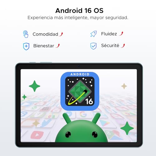 Luzglo P10 Tablet Android 16, Tablet 10 Pulgadas 48GB RAM+128GB ROM/2TB TF, Gemini AI, 90Hz Screen, 7000mAh, 5W OTG, 5G WiFi, Face ID, OTG, GPS, 3.5mm, Widevine L1, Tableta con Teclado y Lapiz, Azul