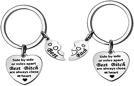 Best Friend Keychain - Side by Side Or Miles Apart Close at Heart Gifts for Women Teens Girls Sisters Birthday Gifts Stainless Steel Keychain (Style B)