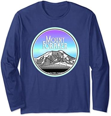 Unisex Mount Foraker Mountain Denali Range Long sleeved T-shirt Small Navy