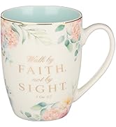 Christian Art Gifts Motivational Ceramic Coffee and Tea Mug for Women: Walk by Faith, Not by Sigh...