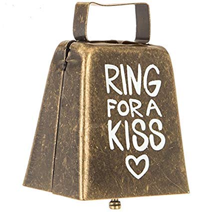 Ring For A Kiss Metal Cowbell Wedding Reception Gift Keepsake