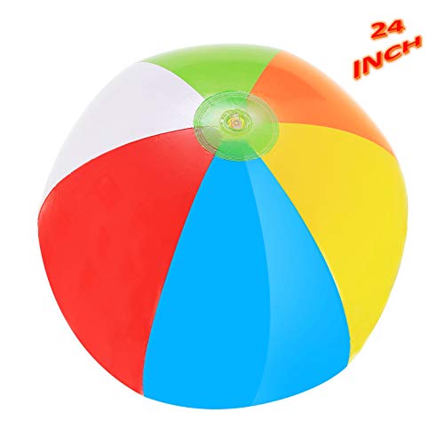 SNInc. Rainbow Beach Balls - Pack Of 4 Inflatable Beach Ball Toys