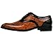 Bolano Mens Exotic Snake Printed Plain Toe Oxford Dress Shoe In Cognac and Black: Style Cobra-215