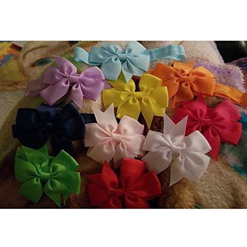 3 Inch Grosgrain Ribbon Hair Bows Headbands for Baby Girls Infants Kids and Toddler 10piece (10pcs Random Color)