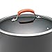 Rachael Ray Brights Hard Anodized Nonstick Sauce Pan/Saucepan with Lid, 3 Quart, Gray with orange handles