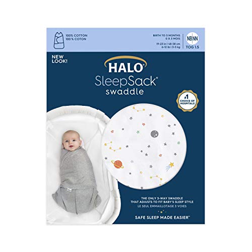 HALO 100 Cotton Sleepsack Swaddle, 3Way Adjustable Wearable Blanket