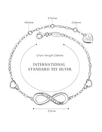 Van Chloe - Pulsera de plata de ley 925 para mujer, pulsera ajustable, diseño de infinito amor y diamante, para el día de la madre