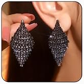 Rhombus Dangle Earrings for Women Colorful Geometric Rhomboid Drop Earrings Rhinestone Crystal Drop Dangle Earring Chandelier Earring Wedding Birthday Prom Jewelry