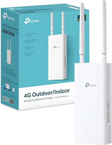TP-Link Archer MR402-Outdoor 4G LTE External Router, WiFi AC1200Mbps Dual Band, IP65 Waterproof, PoE/DC Support, Cat4 up to 150Mbps, OneMesh Technology, Pole/Wall Installation, Plug & Play