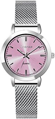 ANANKE Women Lady Fashion Quartz Wrist Watches Waterproof Slim Simple Mesh Band Timepiece for Female Girls