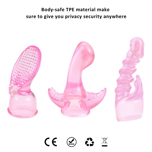 L’aise Vie Magic Wand Attachment for L’aise Vie V1 Wand Massager Vibrator and Other Medium Vibrating Bullet-Pack of 3 Different Design TPE Material Attachment Pink