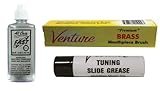 Brass Instrument Essentials Bundle - Venture Slide Grease, Al Cass Valve Oil, Mouthpiece Brush