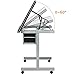 Yaheetech Drafting Drawing Craft Table Tempered Glass Top Art Artist Desk Craft Station Study Table with Adjustable Chair Salon Stool