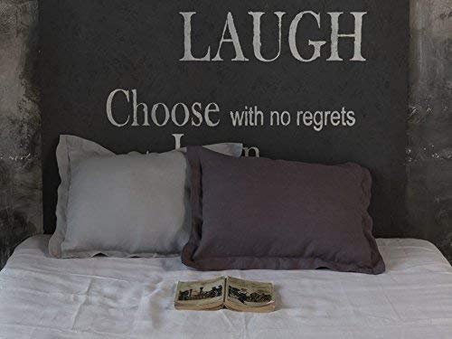 Oxford Linen Pillow Sham - King Pillow Case with Flanges - Stone Grey - 20'' x 36'' - Thumbnail 2