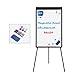 White Board Easel Stand Magnetic Whiteboard Flipchart Tripod Easel Height Adjustable Dry Erase Board with 1 Eraser, 3 Markers, 6 Magnets, 24x36 inches, Black
