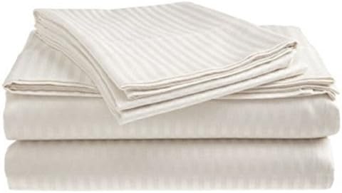 Elegante 1800 Count Egyptian Comfort Striped Twin Bed Sheet Set, White