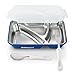 Thinksport GO2 Travel Lunch Container with Airtight Lid and Fork & Spoon| BPA-Free, Stainless Steel Removable Interior, Each Compartment Seals, No Food Migration - Dark Blue