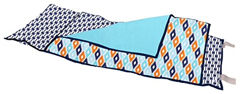Bacati Tribal Aztec Cotton Percale Toddler Nap Mat, Aqua/Orange/Navy/Blue, 20" x 50"