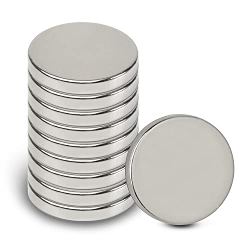 MAUL Neodymium Disc Magnet - Flat Magnet with High Adhesion for Versatile Use - Round Magnet with Elegant and Modern Design - Diameter 20 x 3 mm - Pack of 10 - Light Silver