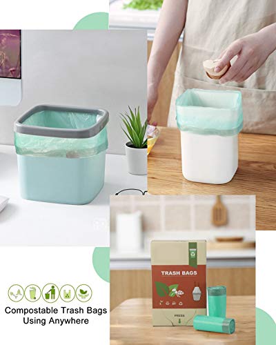 1.2 Gallon Small Trash bags Drawstring Trash Bags, 125 pack compostable car trash bags, Fit 4.5-6 liters Strong Garbage Bags, Bathroom Trash Can Bin Liners, Small Plastic Bags for home office White