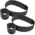Kemuse Sex Nylon Velcro Hand Cuffs Bondage Wrist and Thigh Restraints Strap in Black, 4 Ounce