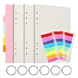 Koogel A5 Nachfüllbare Notizpapier Set, 180 Blätter Kariert Gepunktet Liniert Na
