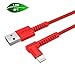 FOXSUN iPhone Charger Cable 6FT Lightning Cable Right Angle 90 Degree Apple MFi Certified Nylon Braided Apple Charging Cord Compatible with iPhone 11 Xs Max X XR 8 7 6s 6 Plus SE 5 5s, iPad, iPod-Red