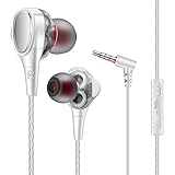 Earbuds Headphones,Dual Speakers Dual Engine Wired Headset In-ear Headphones Earbuds with Microphone Bass Stereo Earbuds Headphones (White)