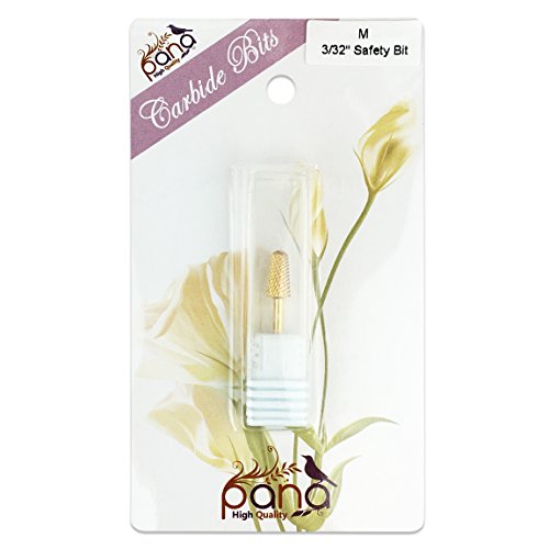 Pana 3/32" Safety Bit Nail Carbide Bit - Gold Color (Grit: Medium - M) for Electric Dremel Drill Machine