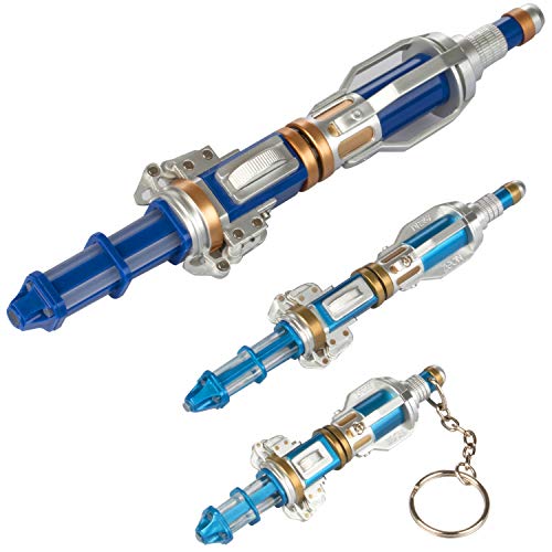 SCS Direct Doctor Who 12 Doctor Sonic Screwdriver 3-Pack Gift Set - Includes Sonic Screwdriver Replica, Flashight and Key Chain - Dr. Who Collectibles