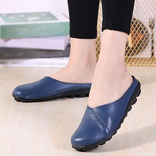 ▶HebeTop◄ Women's Rubber Sole Breathable Natural Walking Flat Loafer, Soft Bottom Shoes Light Blue - Thumbnail 5