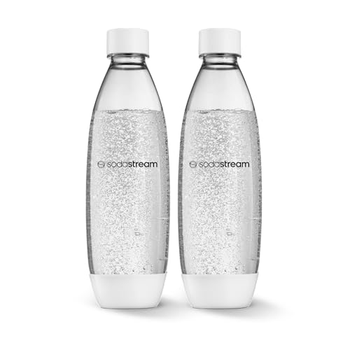 sodastream 1L Twin Pack Dishwasher Safe Slim Bottle (White)