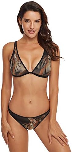 Women Bikini Swimsuit Tiger Sexy Two Piece Bikini Top with Hipster Beach Swimwear