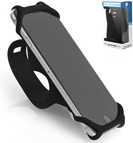 DAVANDI Premium Bike PHONE HOLDER Made of Durable Non-Slip Silicone. Bike Phone Mount/Universal Cradle for 99% of Smartphones and All Bicycle Handlebars. Secure and Flexible - Silico'