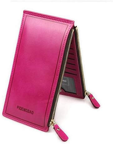 Cami-sunny Women Leather Zipper Credit Card Organizer Wallet 15 Card Slots and 2 Phone Bags