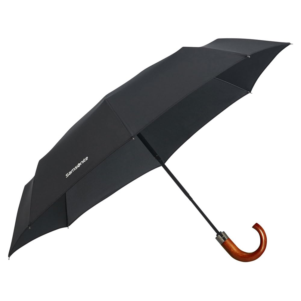 Samsonite Wood Classic S - 3 Section Auto Open Close Crook umbrella, 33 cm, black