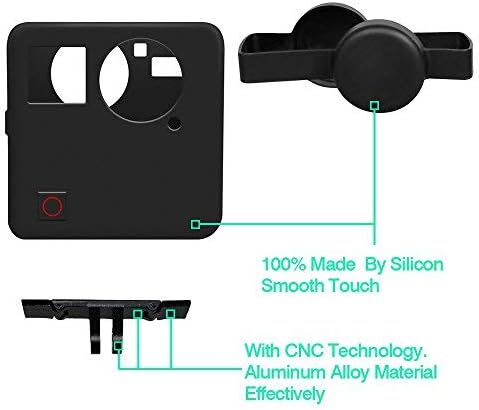 Kourpar Gopro Fusion 360 Protective Silicone Case + Camera Lens Cap + Replacement mounting Fingers for GoPro Fusion Camera Lens Protector and Protecting Housing Case and Bottom Track Packing