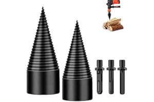 Aepiraza Firewood Log Splitter, Removable Firewood Log Splitter Drill Bit Heavy Duty Firewood Log Wood Splitter Drill Bit Heavy Duty Electric Drills Screw Cone Driver Hex + Square + Round (32mm+42mm)