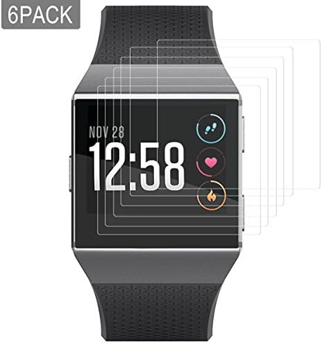 Fitbit Ionic Screen Protector, Full Coverage HD Clear Premium Film Bubble-Free Easy Install Cover [6-Pack] for Fitbit Ionic Smartwatch