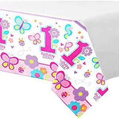 Amscan Sweet Girl First Birthday Plastic Tablecover, Multi-colour, 94.5 x 51.2 inch (Rectangular) - Image 3