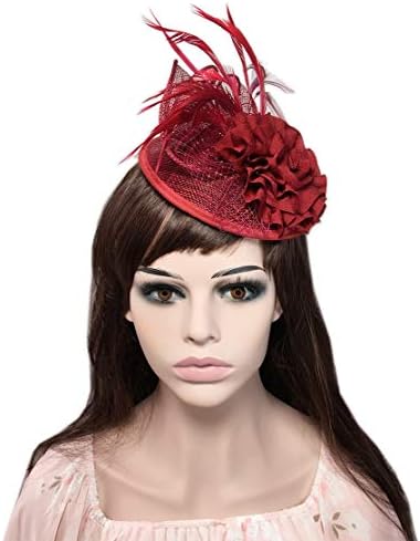 YSJOY Elegant Veil Mesh Feather Fascinator Hat Flower Wedding Party Hat