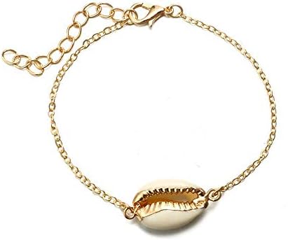 New Fashion Style Wholesale Gold Color Genuine Cowrie Shell Bracelet in Adjustable Fashionable 2 pcs Chain Bracelet for Women (Style1)