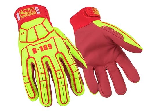 Ansell Ringers R169 Guantes de Trabajo de Seguridad, Protección Mecánica, Talla 8 (M), Rojo (5 Pares)