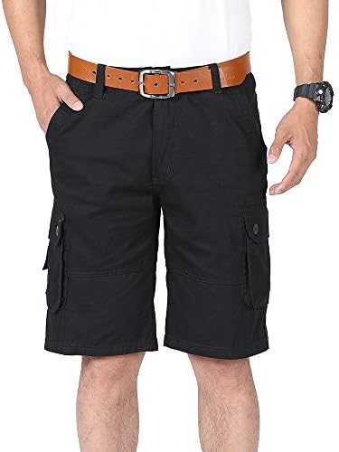 CNMUDONSI Men's Cargo Pants Capris Shorts Relaxed Fit Cotton with Multi Pockets